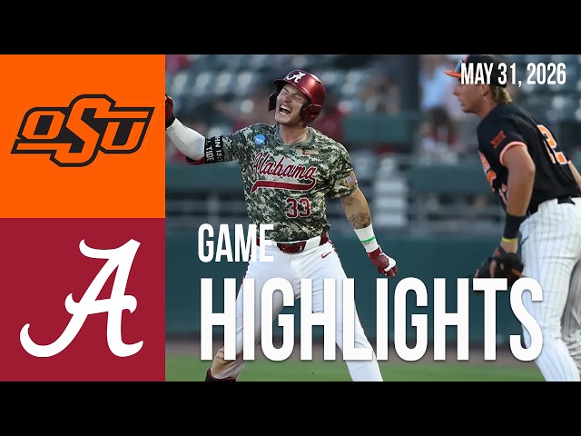 Alabama Baseball Defeats Oklahoma State 9-7, Advances to Super Regionals | Full Highlights (5/31/26)
