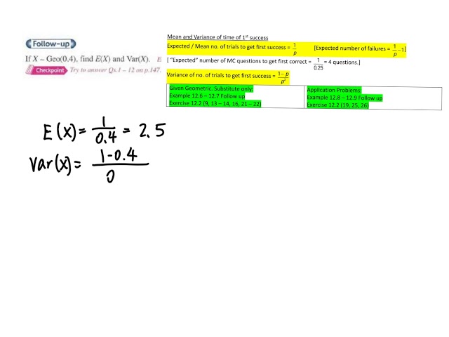 6 M1 Chapter 12 Geometric Distribution Example 12.6 - 12.7