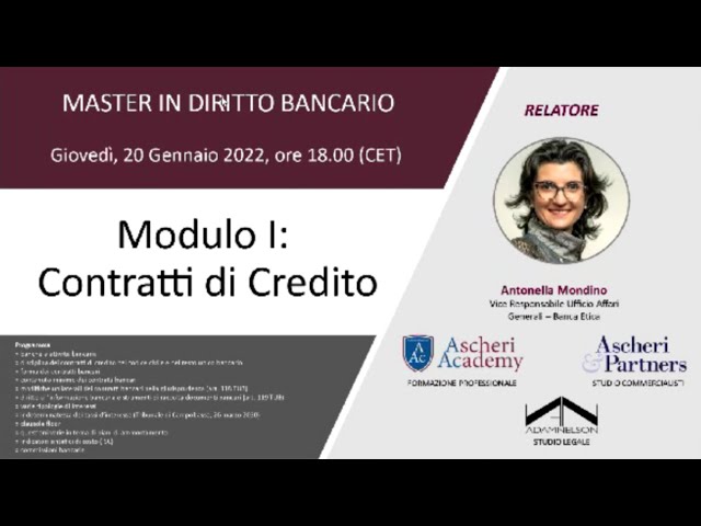 Master in Diritto Bancario - Modulo I: "Contratti di Credito"