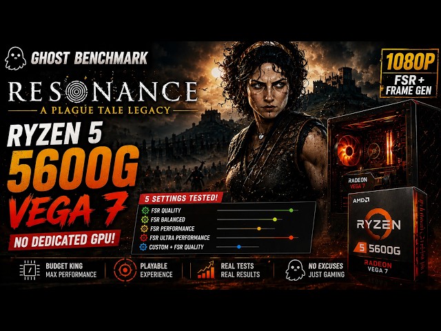 Resonance: A Plague Tale Legacy on Ryzen 5 5600G Vega 7 | 1080p FSR + Frame Generation Benchmark