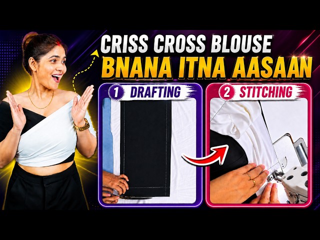 Step-by-step cutting and drafting for a criss-cross blouse