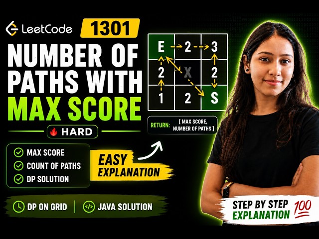 LeetCode 1301 Hard 🔥 DP Made Super Easy | Number of Paths with Max Score | Java