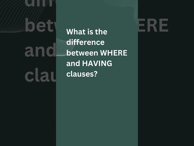 Difference between WHERE and HAVING Clauses #shorts #sql #databse