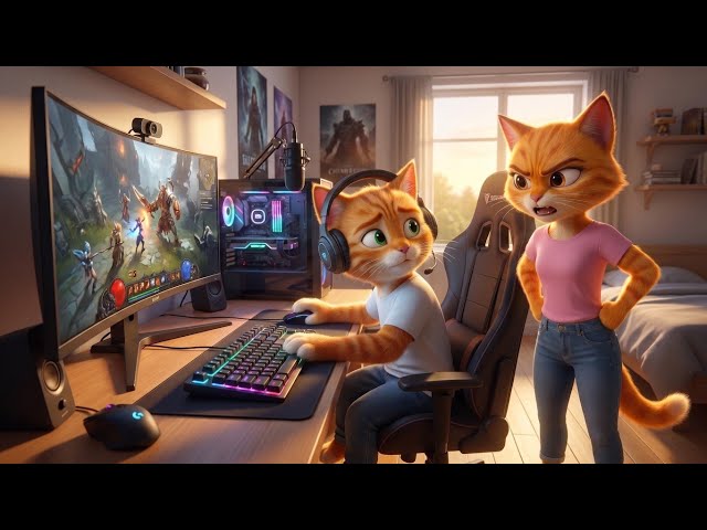 Mother Cat Thought Her Kitten Was Playing Games Just For Fun, But Actually...