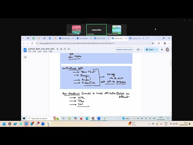 28 April 2025 XML JASON file data handling in python including practical session