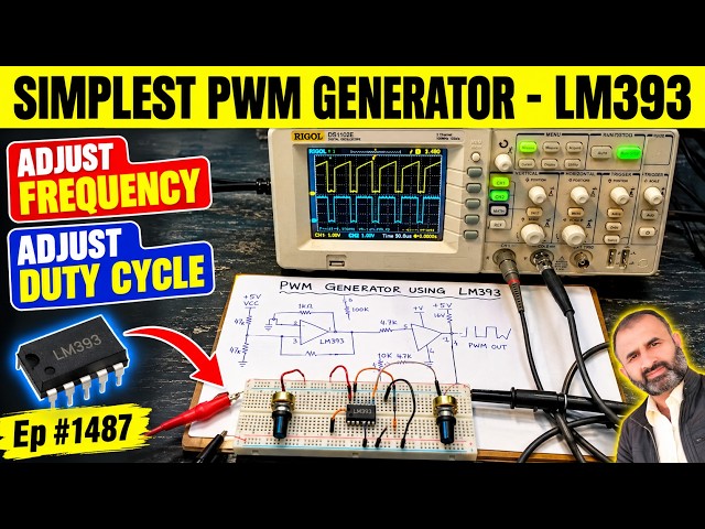 LM393 PWM Generator | Simplest PWM Circuit with Frequency & Duty Cycle Control | Ep #1487