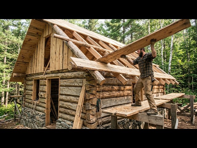 From Raw Logs and Stone to a Real Forest Cabin  Full Build Start to Finish