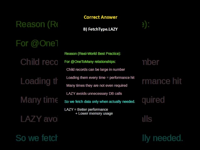 FetchType.LAZY vs FetchType.EAGER-Spring Boot Interview Quiz 🔥 @DrillCoding