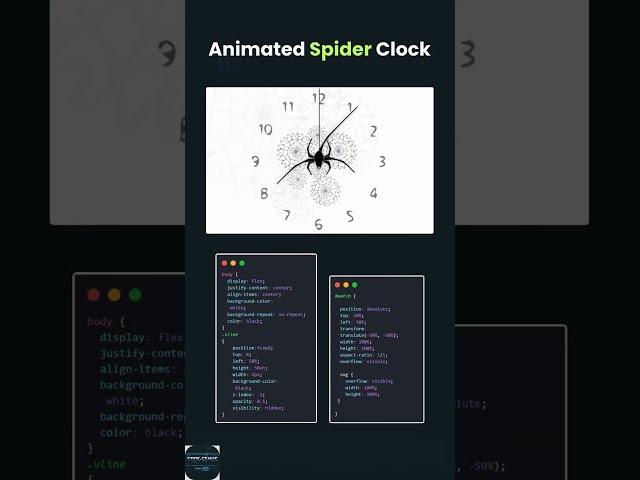 Animated Spider Clock Using HTML, CSS & JavaScript 🕷️⏰ | Code Genus