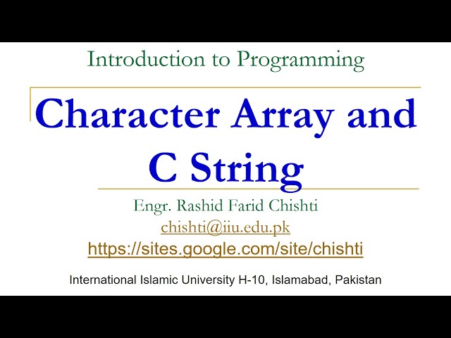 C++ Programming 35 Character Array and C String