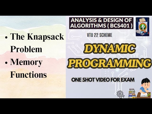 KNAPSACK PROBLEM & Memory Functions - ADA BCS401 Mod4 VTU #VTUPadhai #daa #vtu  #kanpsack#bcs401