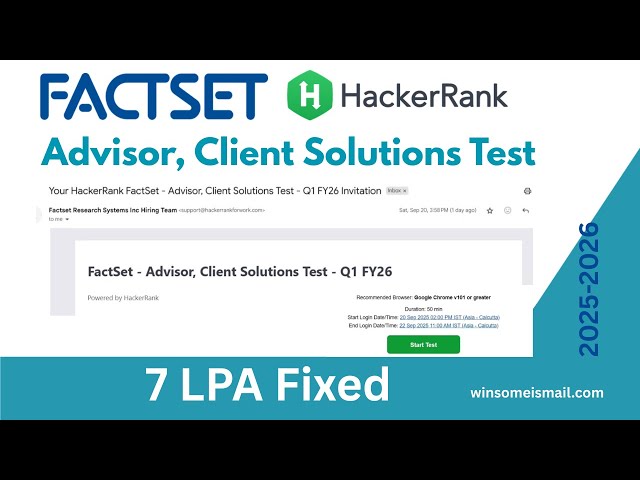 Factset Q1 FY2026 Advisor Client Solutions Hackerrank assessment test #job #interview #pdf #factset
