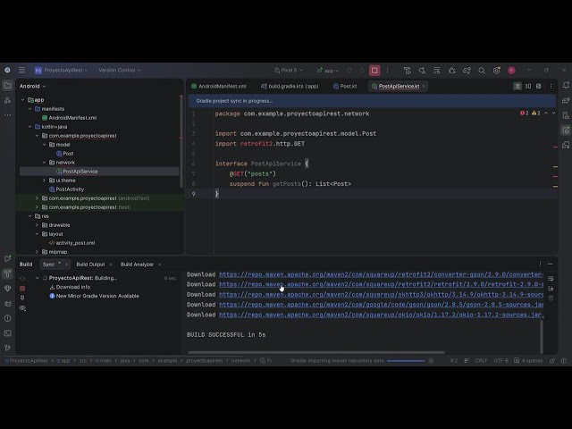 Curso Android Studio Kotlin Acceso a Datos 05: Uso de Retrofit y Gson para consumir una Api Rest