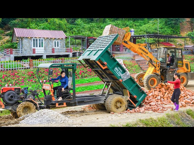 Use Truck To Transport Building Materials: Red Bricks, Sand over Muddy Roads to Ly Phuc Vy's House