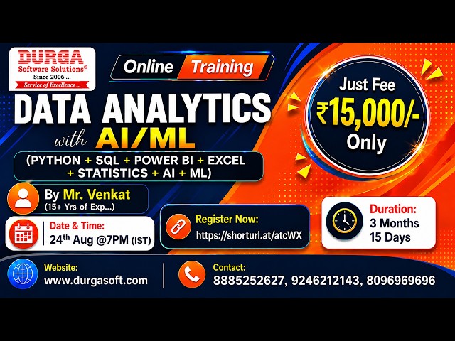 DATA ANALYTICS with AI/ML Online Training @ DURGASOFT