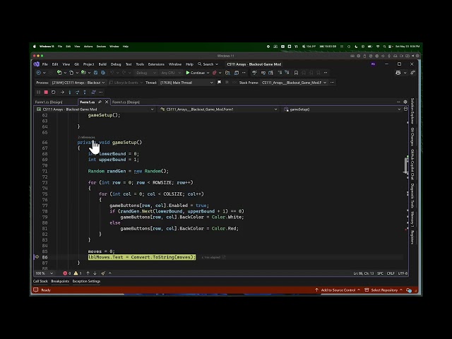 CS111 Debugging The Blackout Game