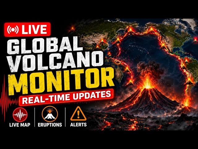 🌍 LIVE 3D Globe Volcano Monitor 24/7
