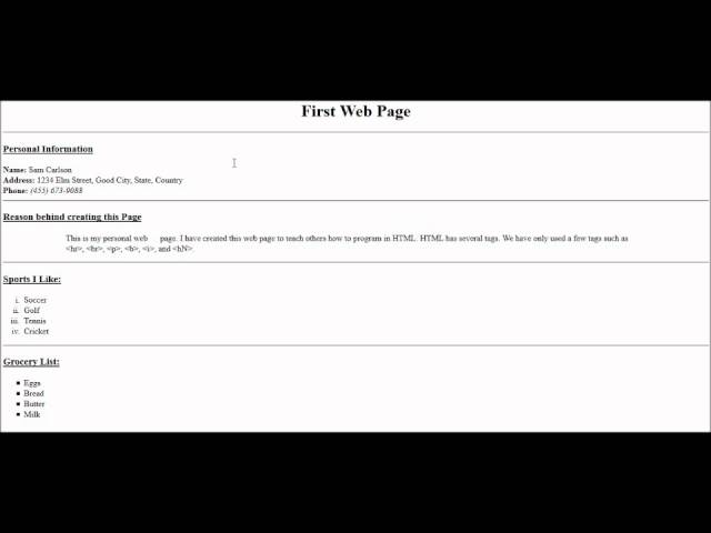 HTML Tutorial 4 - Nested List