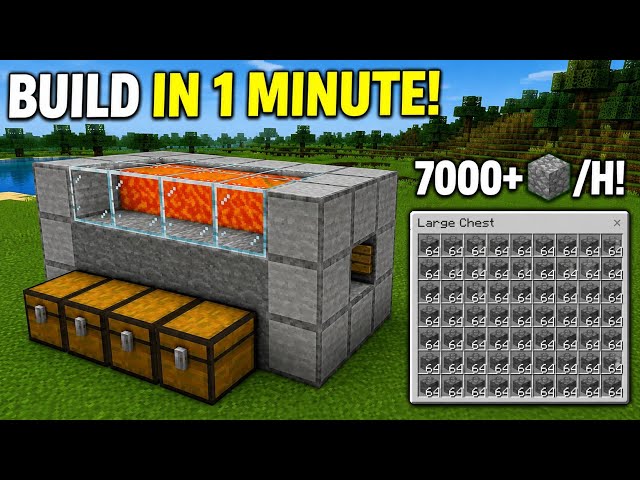 Unlimited Stone Farm Tutorial in Minecraft Bedrock 26.33 | 7000+ Stone Per Hour/ 