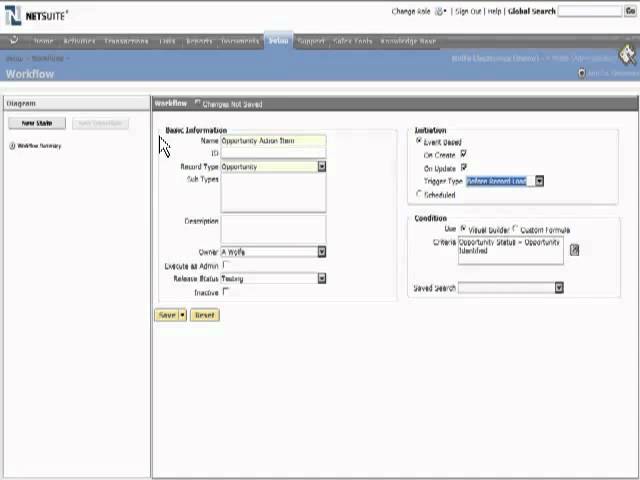 NetSuite SuiteFlow Opportunity Action Item