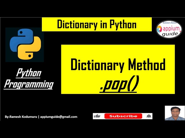 Python Dictionary #8 | pop() Method