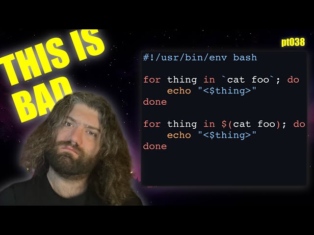 Proper `for` loops in Bash - `for` vs `while` loops - You Suck at Programming #038