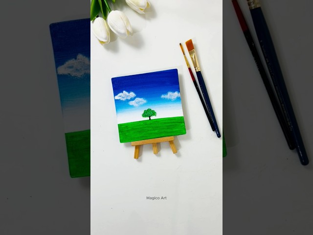 Cute nature painting 💙💚 #art #shorts #trending #viralshorts #magicoart_ #painting #creative