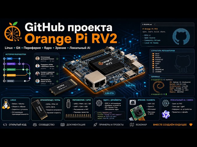 Creating a GitHub repository for the Orange Pi RV2 project: structure, scripts, and the path to l...