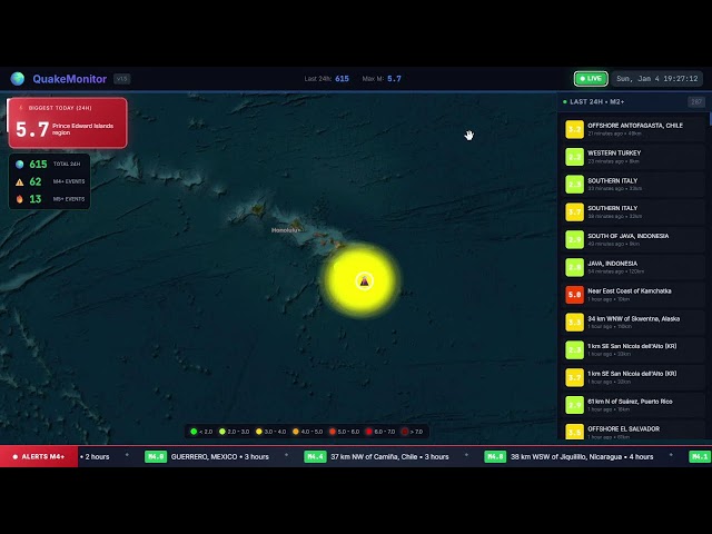 LIVE : Real-Time Earthquake & Volcano Monitoring Dashboard