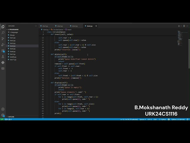 Dsa Ex 4  Array Implementation of Circular Queue.