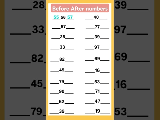 After before numbers | Before after numbers | what comes before after #afterbefore #numbers #maths