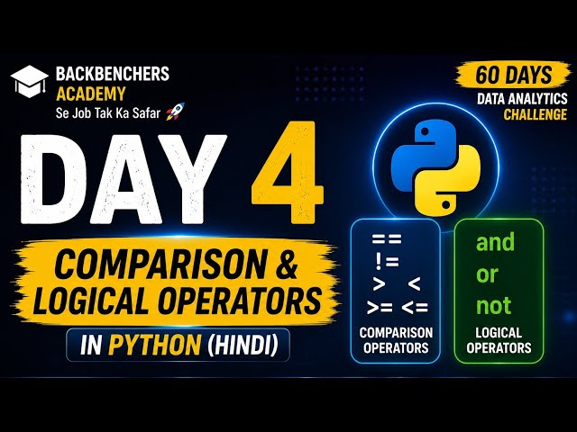 🚀 Python for Data Analytics | Day 4 - Comparison & Logical Operators in Hindi#viral #dataanalytics 
