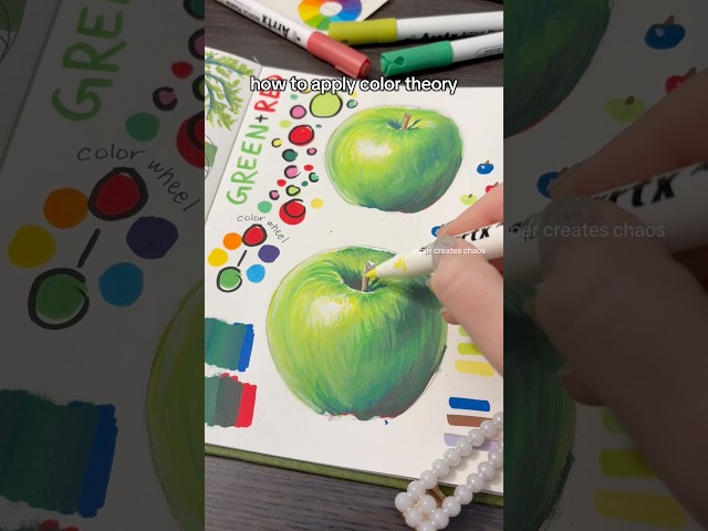 How to elevate art with color theory 🍏 easy acrylic marker tutorial #colortheory #arttutorial #art