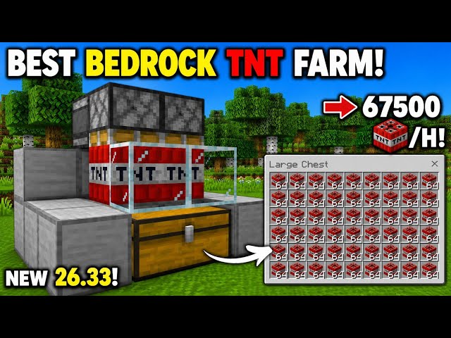 NEW 26.33 Unlimited TNT Farm! 😱 Best Bedrock TNT Farm Tutorial