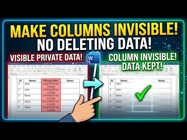 How to Make Table Columns Hide in MS Word Without Deleting Data