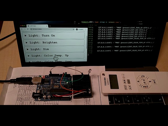 Arduino 赤外線リモコンをブラウザから操作する