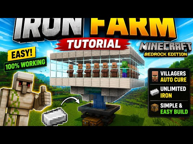 🔥 Minecraft Bedrock Iron Farm Tutorial | Easy & 100% Working #minecraft#fyp#viral#trending#foryou