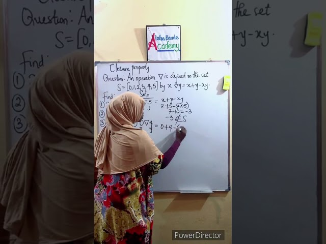 Another worked example under closure property under binary operation