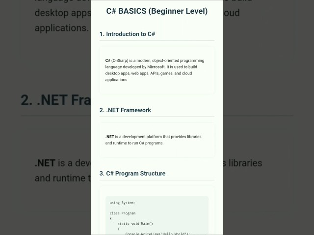 Learn C# Basics Step by Step with Output | Beginner Friendly #coding #shorts #csharp