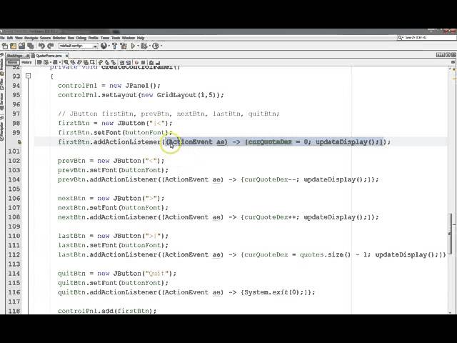 Java Swing GUIs 08 Quoter Lambdas