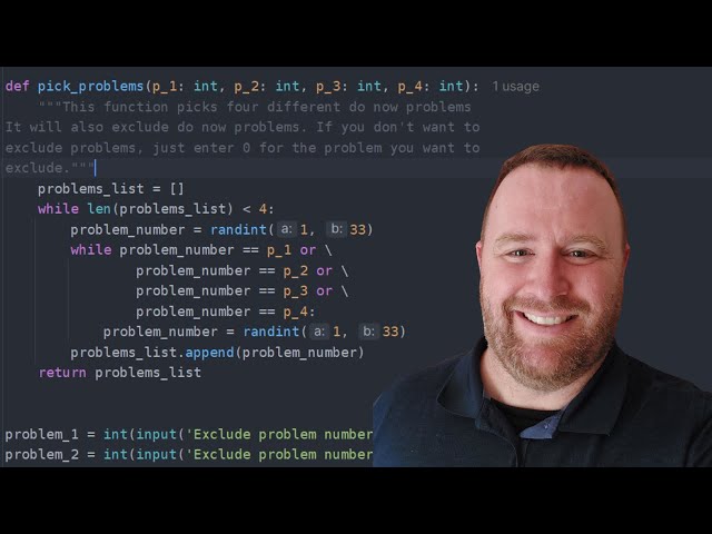 Python - selecting 4 random numbers