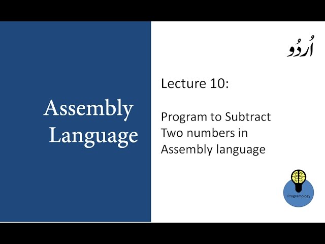 Lecture 10 : Program to subtract two numbers in assembly language programming tutorial in urdu hindi