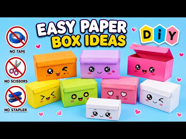 DIY Origami Paper Box | How to make cute paper box | No Tape Paper Craft|Cute box ideas|School craft