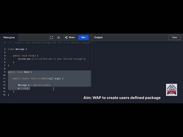 Create a user defined package and call it in another