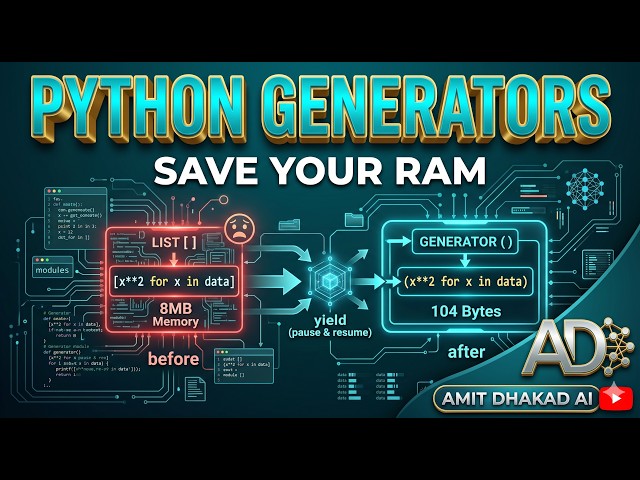 Python Generators Explained: yield, Lazy Evaluation & Memory (Masterclass)