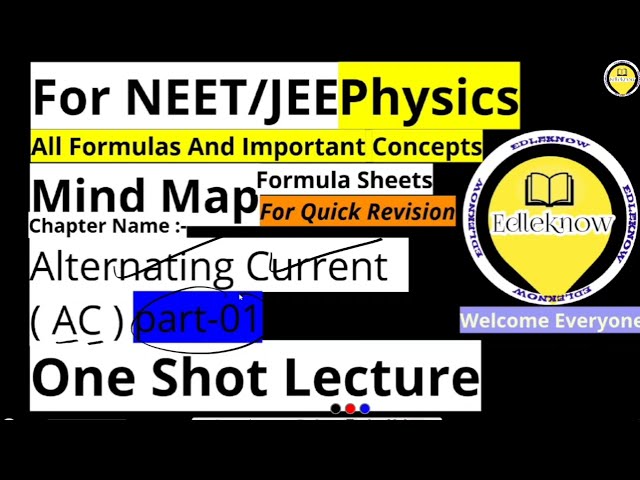 ALTERNATING CURRENT (AC) Mind Map {Part 1} | Class 12 / NEET Physics Formulas | NEET 2025 | Edleknow