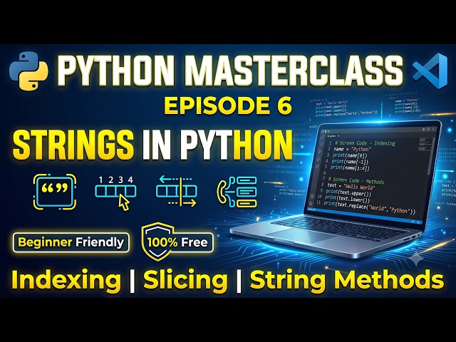 Python Strings | Episode 6 | Indexing, Slicing & String Methods | Python Tutorial in Hindi