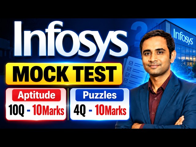 Infosys Mock Test Aptitude 10Q-10Marks | Puzzles 4Q-10Marks