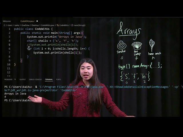 Arrays - Nikita collects her favorite shells on the beach with Arrays