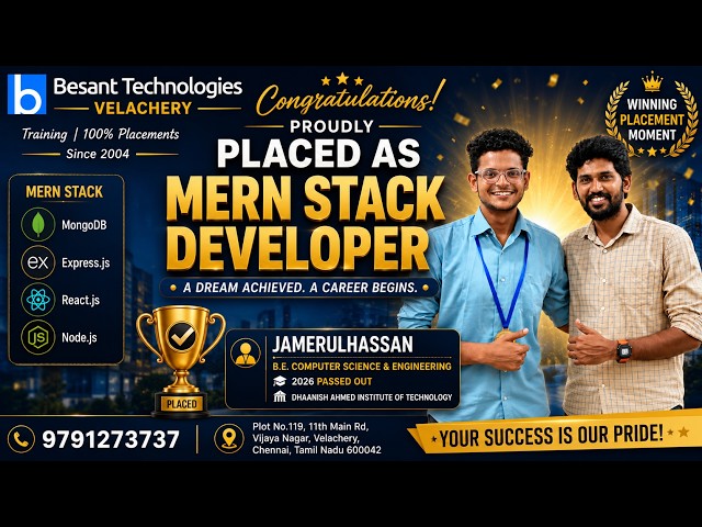 Mernstack Course in Chennai | Jamerulhasan 3LPA | Best Software Training in Chennai | 100% Placement